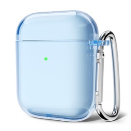 Svanove for Airpods Case Clear Hard Shell Plastic, Transparent TPU Girly Cute Airpods 1st 2nd Generation Case with Keychain, Girly Y2k Aesthetic Trendy Airpods Cover for Women Boy, Light Blue