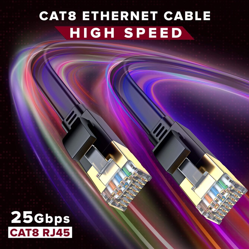 Maximm Cable Ethernet plano Cat8 – 35 pies – negro