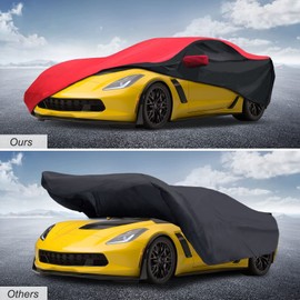 for c7 Corvette Car Cover All Weather Protection Waterproof Windproof for 2014-2019 C7 Stingray, for C7 Chevy Corvette Stingray Z51 Z06(Black&Red Combo)