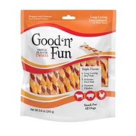 Good'N'Fun Triple Flavored Rawhide Twists For Dogs, 35 Count
