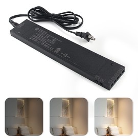 VST 100W LED Power Supply 100V-240V AC to 24V DC Low Voltage Transformer with 24V JST Ports, ETL Listed Black Dimmable LED Driver for LED Strip Lights and Cabinet Lights