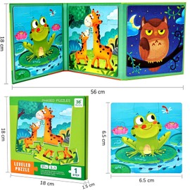 ENIKMOSD Children's Puzzle Magnetic Puzzle Animal Puzzle for Children from 3, Travel Games Children from 3 Educational Puzzles, Educational Toy, Magnetic Puzzle for Children 3 4 5 Years