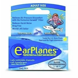 EarPlanes EarPlugs Relieve Ear Discomfort Latex Free Silicone Adult Size 1 Pair