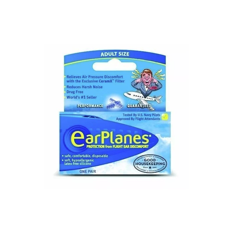 EarPlanes EarPlugs Relieve Ear Discomfort Latex Free Silicone Adult Size