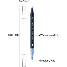 MONAMI Color Twin Brush Dual Brush Pen Double Tipped Fine & Medium Marker for Coloring/Calligraphy/Lettering, Dessert Pastel 6-Pack(Sunset Nude,Salmon Nude,Peach,Chocolate Milk,Cream Latte,Chocolate)