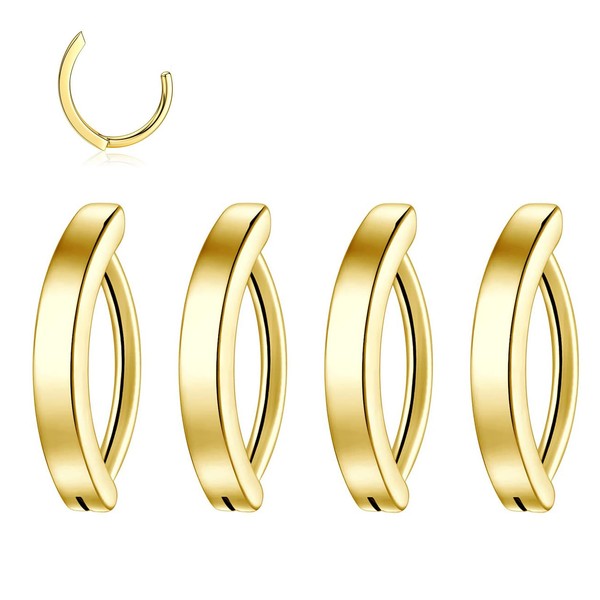 4pcs Gold G23 Titanium Belly Button Rings 16G Clicker 8mm