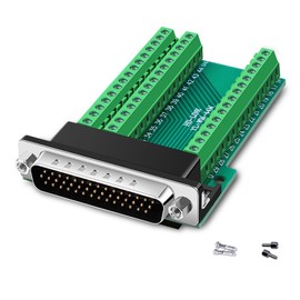 ATMLCOER DB44 Connector,Male D-SUB Header to 44-pin Port Terminal Adapter Breakout Board No Soldering Needed,with Bolts