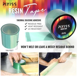 Pixiss Extra Wide Epoxy Mold Release Tape - Polyester Tape for Resin UV Release, Easy Peeling