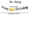 Happy 34th Birthday Banner Decoration, Black and Gold Happy 34th