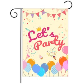 12x18 inch Let's Party Garden Flag Happy Birthday Theme Party Courtyard Logo Banner Indoor and Outdoor Birthday Party Decorations