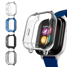 4 Pack Case Compatible for Gizmo Watch Screen Protector for Kids, GEORDGY Overall Protective Case Ultra-Thin Cover Bumper Shell for Verizon Gizmo Watch (Not for Gizmo Watch 2)