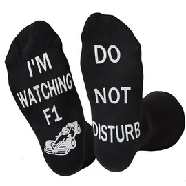 Dekzked Funny F1 Fans Gift Socks Do Not Disturb I'm Watching Mens Birthday Gift For F1 Lovers Racing Car Fans, Black (black 01)