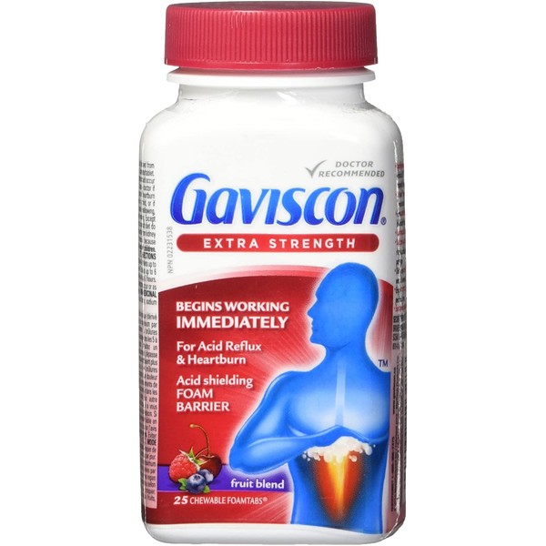GAVISCON EXTRA STRENGTH CHEWABLES, FRUIT BLEND / 25TB