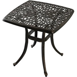 21”Cast Aluminum Outdoor Side Table, Cast Aluminum Patio End Tables, Weather Resistant End Table, Coffee Table for Patio, Porch, Deck, Garden, Bronze (1, Bronze)