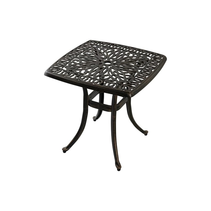 21”Cast Aluminum Outdoor Side Table, Cast Aluminum Patio End Tables,