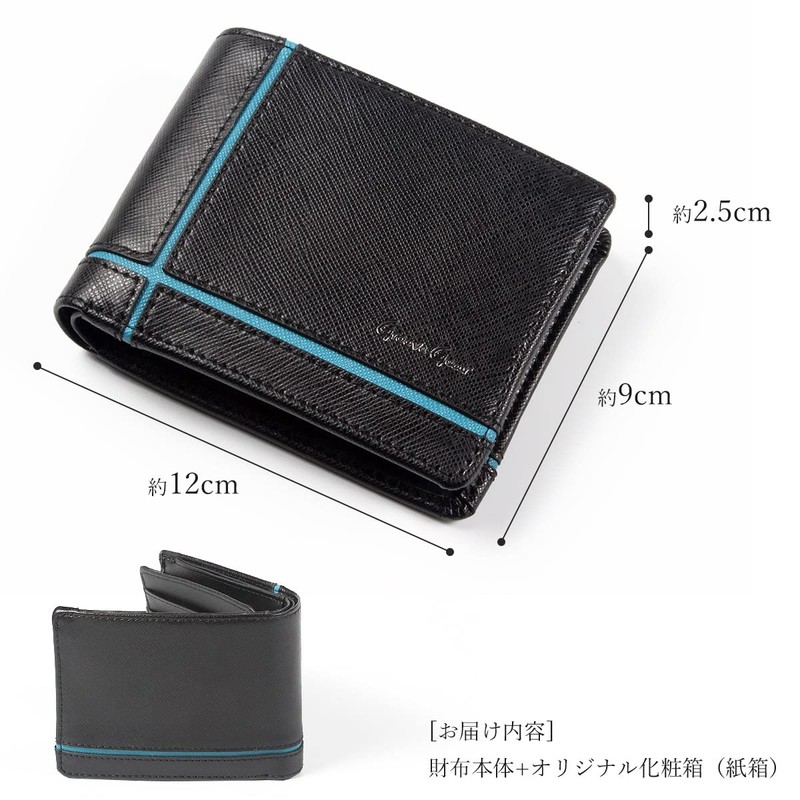 GROOVE GEAR ggs-1023 Men's Wallet, Bi-Fold Wallet, Saffiano Leather, Cross-Line