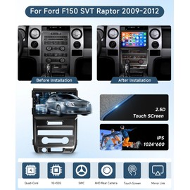 Rimoody Android Car Radio Stereo for Ford F150 SVT Raptor 2009-2012 with Mirror Link, 9’’ HD Touch Screen Head Unit with GPS Navigation WiFi FM/RDS EQ Bluetooth USB Backup Camera SWC USB MIC