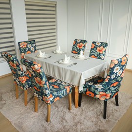 FORCHEER Wingback Dining Chair Covers Set of 2, Velvet Stretch Wing Back Chair Slipcover with Arms Low Side Washable (Velvet Foral)