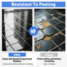 DWIL Tub Paint, Tub and Tile Refinishing Kit 33oz with Tools, Tile Refinishing Kit Black Bathtub Paint Water Based &Low Odor, Easy to Use Sink for Bathroom Kitchen, Semi-Gloss Black, 50-55sq.ft