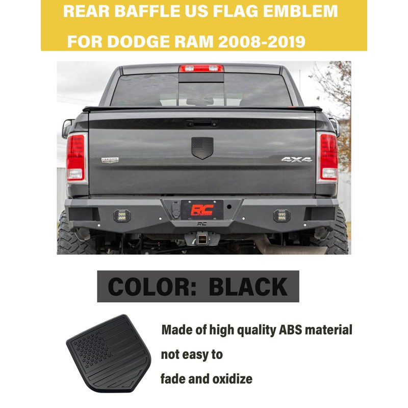 Fit RAM Rear Tailgate American Flag Emblem, ABS American Flag