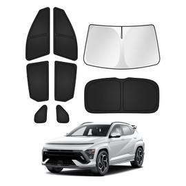 Canvcle Sunshades for Hyundai Kona 2024 2025 2026 Accessories Windshield Sun Shade Side Rear Window Shade Cover Sun Visor Shield Privacy Protection Keep Vehicle Cool Black 8PCS