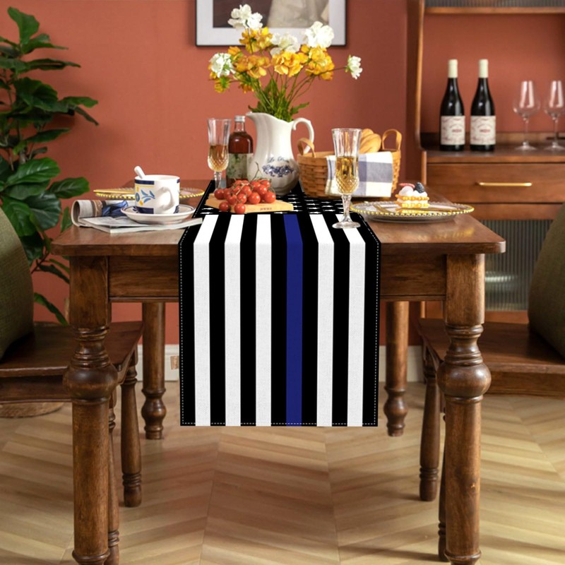 Buxiuer Thin Blue Line American Police Table Runner USA Police