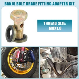 A ABSOPRO Car Turbo Brake Line Bolt Adapter M8x1.0 Thread 24mm Length Double Bolt Brake Fitting Kit for Fuel Oil System with Washers