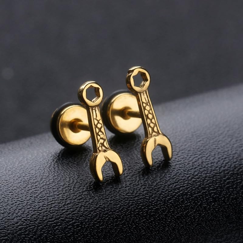 Ximimark 5 pcs Hip Hop Style Stainless Steel Stud Earrings