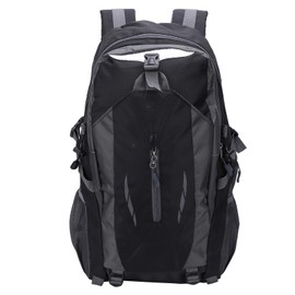 Natudeco 40L Hiking Backpack Nylon Double Shoulder Bag Multiple Pockets Climbing Backpack Waterproof Wearable Travel Backpack for Climbing Camping Hiking Fishing(Black)