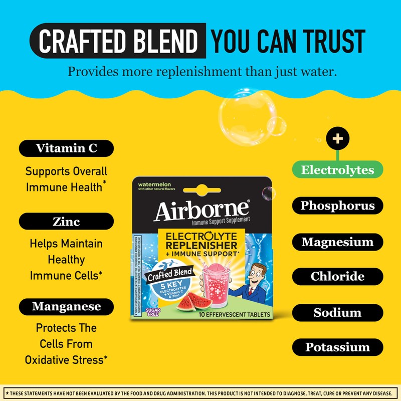 Airborne® Effervescent Tablets - Electrolyte Replenisher - Watermelon 72/10 ct.