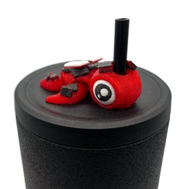 Sip Sidekicks - Articulating 3D Printed Animal Figurines – Pocket-Sized Drinkware Collectibles – Adorable 3D Printed Straw Buddy for Tumbler Cups | Collectible Cup Charm:_Bookish Turtle - Crimson