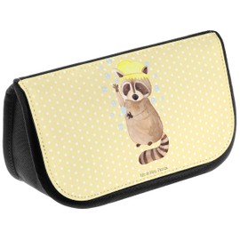 Mr. & Mrs. Panda Cosmetic Bag Raccoon, yellow, Hand Drawn