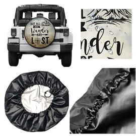 YZ-MAMU Not All Those Who Wander are Lost Spare Tire Cover Dust-Proof for Jeep Trailer RV SUV Truck Camper Travel Trailer Accessories 14 inch