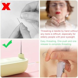 3PCS Upgraded 2-in-1 Needle Threader and Seam Ripper Tool for Easy Needle Threading and Stitch Removal, Universal Sewing Quilting Supplies Accessories