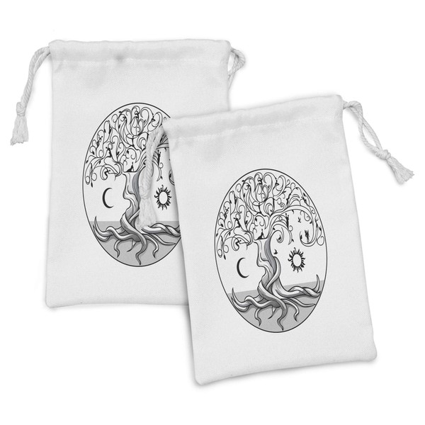 Lunarable Sun and Moon Fabric Pouch Set of 2, Life