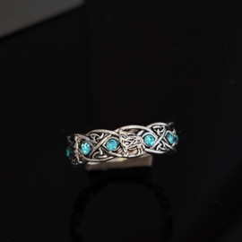 Wolf Ring for Men, Retro Wolf Totem Rings, Topaz Rhinestone Cross Line Ring, Nordic Viking Wolf Ring, Wolf Signet Rings, Amulet Ring, Punk Ring, Animal Wolf Jewelry for Men Boys, NO