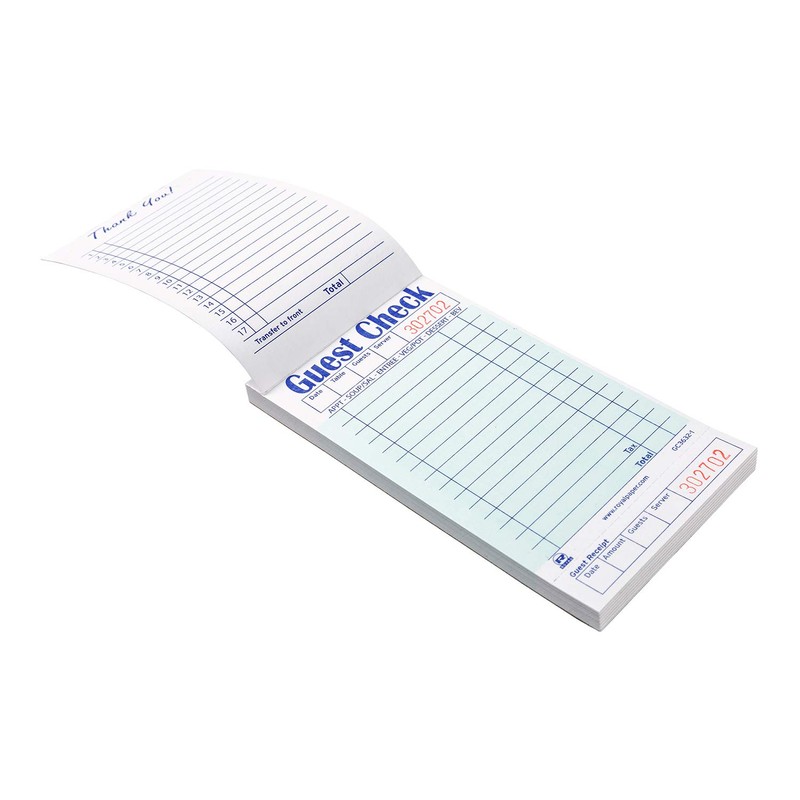 Royal AmerCare Green Guest Check Paper Receipt Book, Carbonless Order