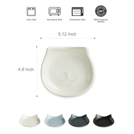 Miamolo Cat Spoon Rest for Stove Top, Cute Spoon Holder for Kitchen Counter 5.12 Inch, Ceramic Spoon Rest for Cooking Utensils Spatula Sponge, White