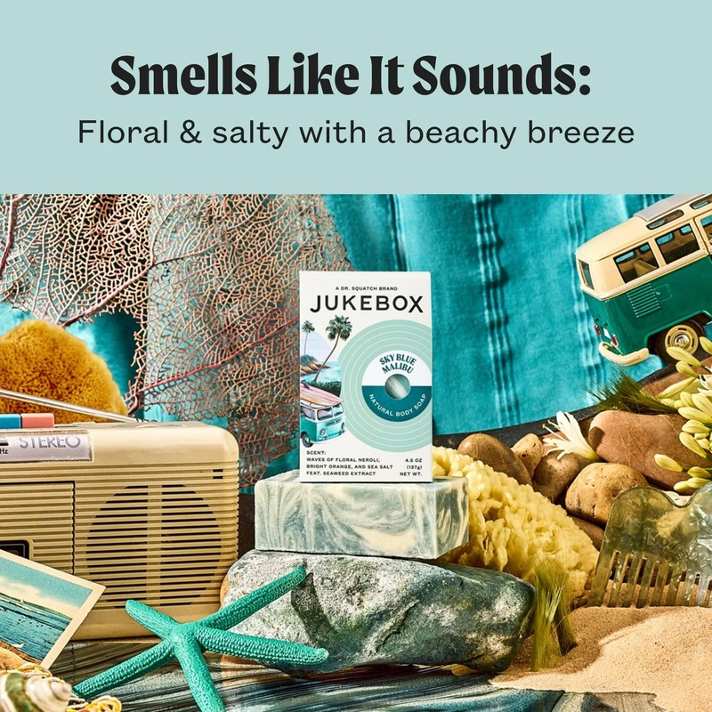 JUKEBOX Soap, Sky Blue Malibu, Natural Bar Soap for Women,