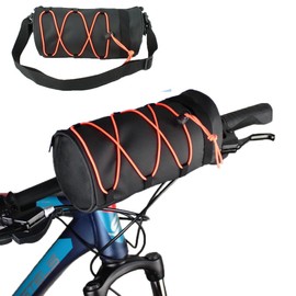 Bicycle Handlebar Bag, Shoulder Bag, Bicycle Bag, Multifunctional Bicycle Handlebar Bag, Waterproof with Shoulder Strap, for Road Bike, Mountain Bike, Cycling, Travel, 2.5 L (Arancione)