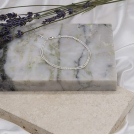 Tuscany Silver Women's Sterling Silver 1.3mm Linked Rope Chain Adjustable Bracelet 18cm/7-20cm/8''