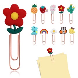 Cute Paperclips,10Pcs Colorful Paper Clips Bookmark Clip Teacher Stationery Supplies Cute Teacher Gifts Desk Accessories Office Stationery Supplies Novelty Book Marks for Children Kid Student Teacher