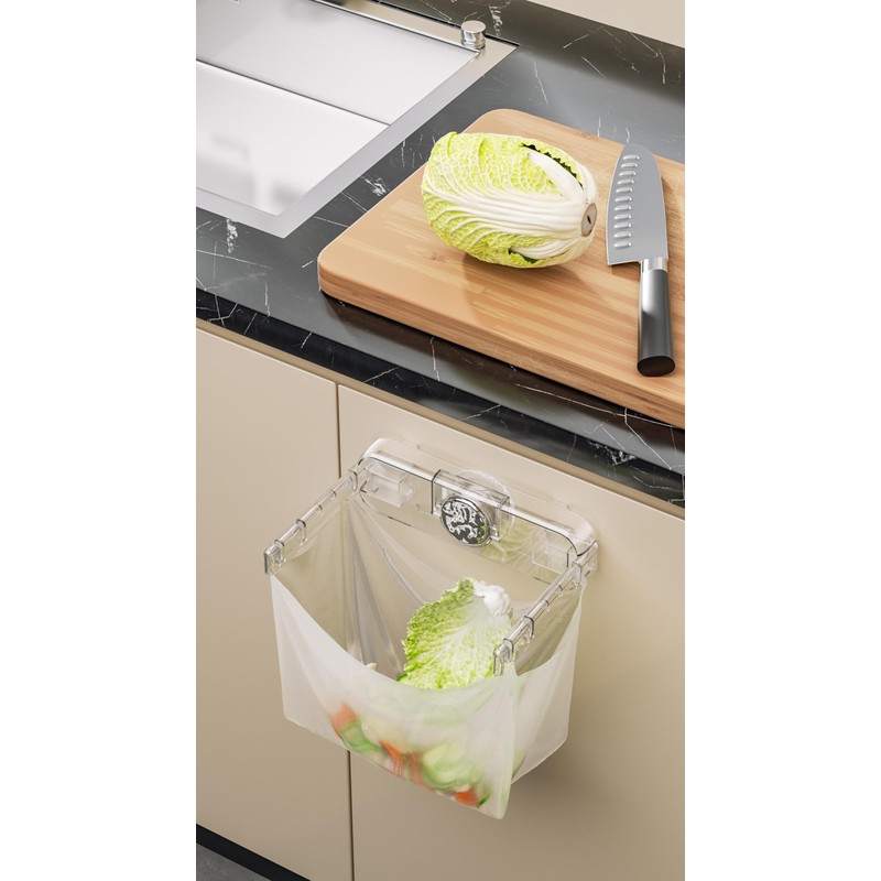 Temvue Kitchen Garbage Bag Stand, Clear Plastic Waste Bag Holder