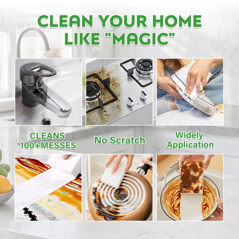 Magic Melamine Sponge Eraser, 6 Pack 2X Density Magic Cleaning