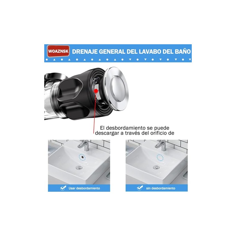 Kit de Drenaje para Lavabos de Cocina,3 en 1 Tubo