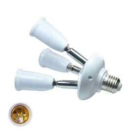 WPJCS 3 in 1 E27 Light Socket Splitter Adapter, Standard Base LED Bulb Converter, 360 Degrees Adjustable 180 Degree Bendable Light Bulb Extension.