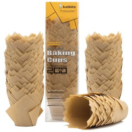Katbite Muffin Cases 200 PCS, Standard Muffin Liners, Heavy Duty Disposable Baking Cups (Brown)