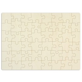 Blank Wooden Puzzle with 48 Pieces, Approx. 60 x 43.5 cm - To Design and Paint Yourself - Large Puzzle Made of Plywood in Jute Bag Includes Puzzle Template