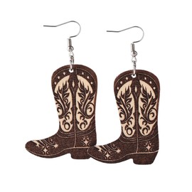 Western Earrings for Women Cowgirl Country Wood Drop Dangle Pink Boot Earring Jewelry Boho Vintage Earrings Jewelry Accessories, C