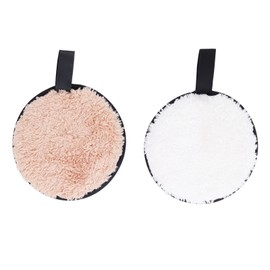 2pcs Reusable Makeup Remover Pads Deep Pore Cleansing Plant Fiber Washable Soft Reusable Face Pads White Khaki